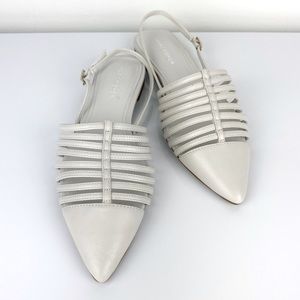 Marc Fisher Ivory White Adra Slingback Strappy Flats
